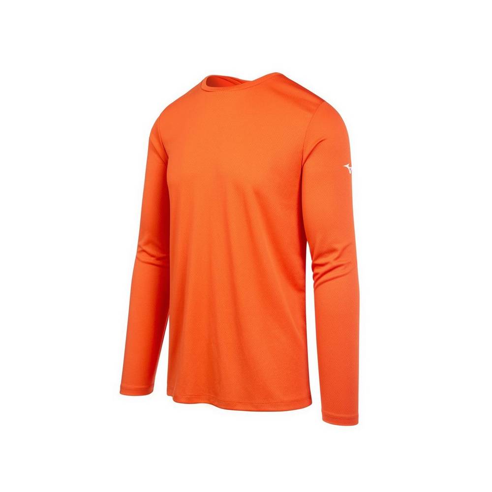 Maglietta Mizuno Long Sleeve Uomo - Arancioni - 73045-YKPI